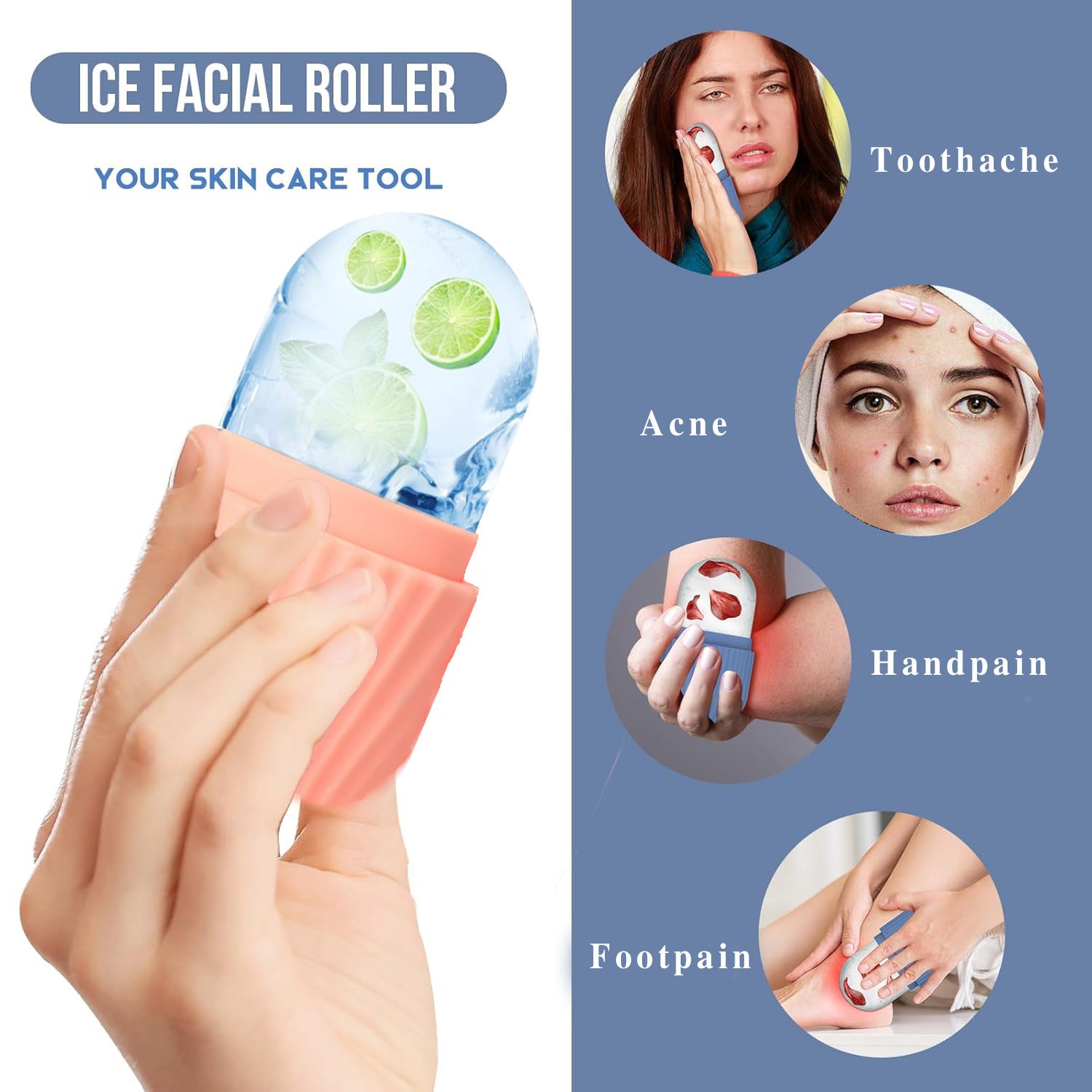 Ensemble d'outils de soin du visage en silicone avec plaque de grattage et sac de rangement pour l'application de glaçons sur le visage