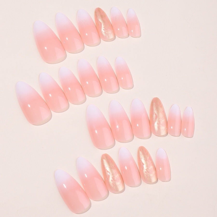 Nouveaux patchs à ongles portables à gradient pailleté, manucure en forme d'amande, faux ongles
