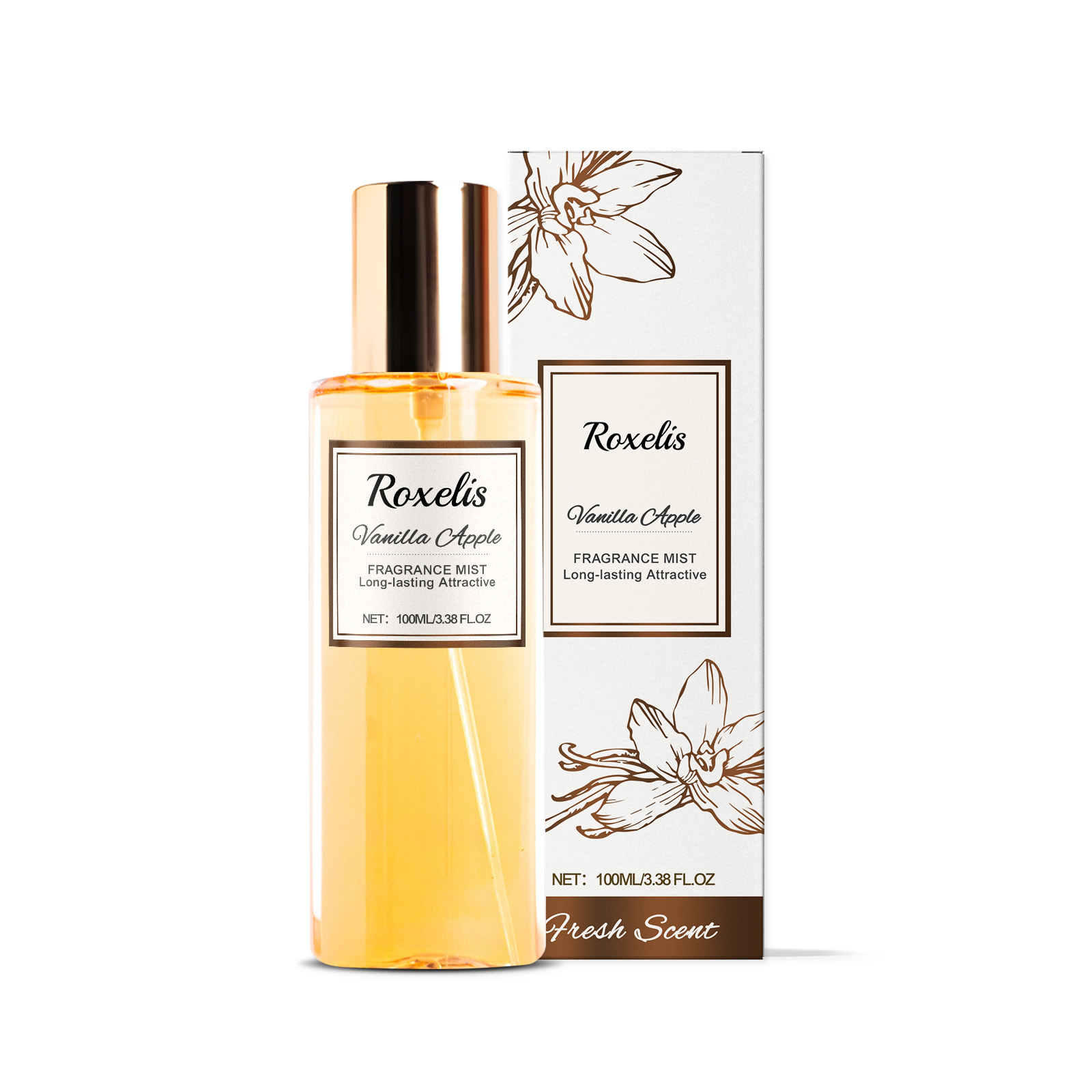 Roxelis Vanille Pomme Parfum Corps Romantique Niche Parfum Frais Corps Reste Parfum Léger Parfum Vaporisateur Corporel