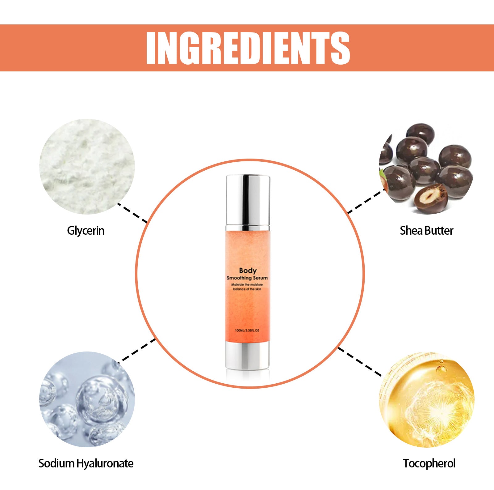 Sérum de beauté corps lisse, solution de soin hydratante et éclaircissante