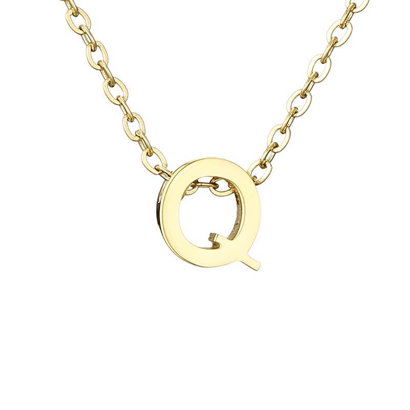 Nouveau Collier Pendentif Lettre en Acier Inoxydable Plaqué Or pour Clavicule