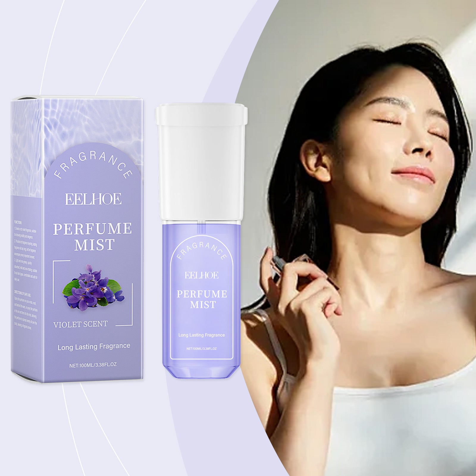 EELHOE Parfum Corporel Spray Fleur de Violette, Parfum Naturel Frais et Agréable, Léger, Doux et Charmant