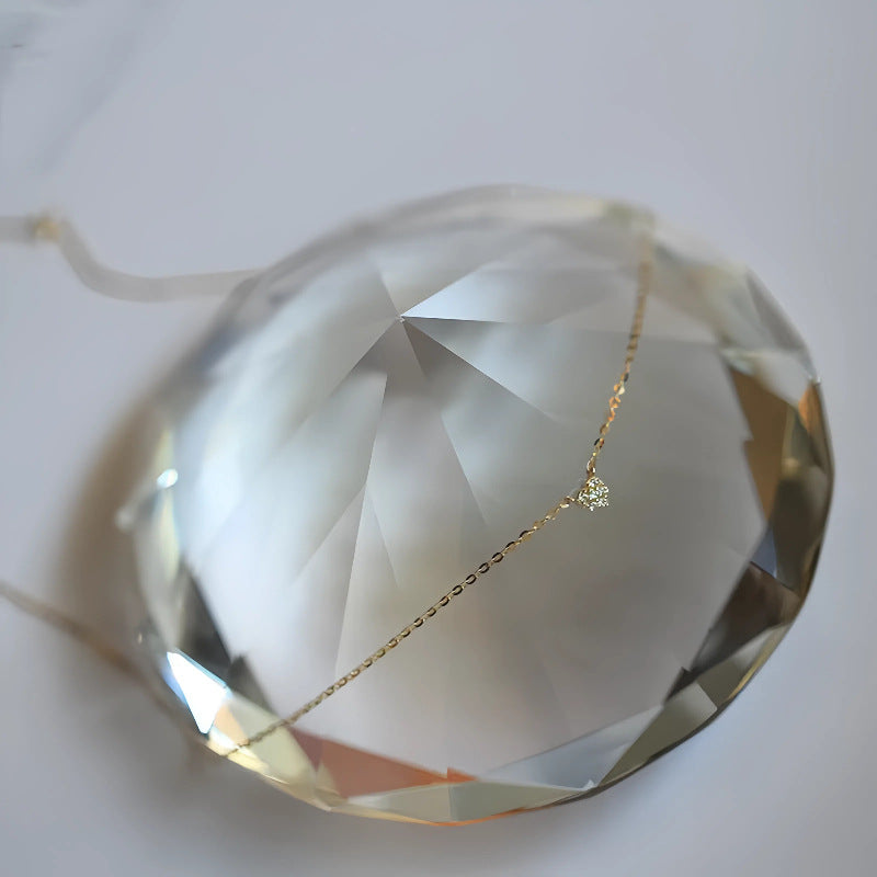 Collier en argent pur S925 plaqué or 14 carats, mini cœur, avec diamants, chaîne fine pour la clavicule.