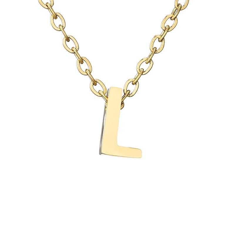 Nouveau Collier Pendentif Lettre en Acier Inoxydable Plaqué Or pour Clavicule