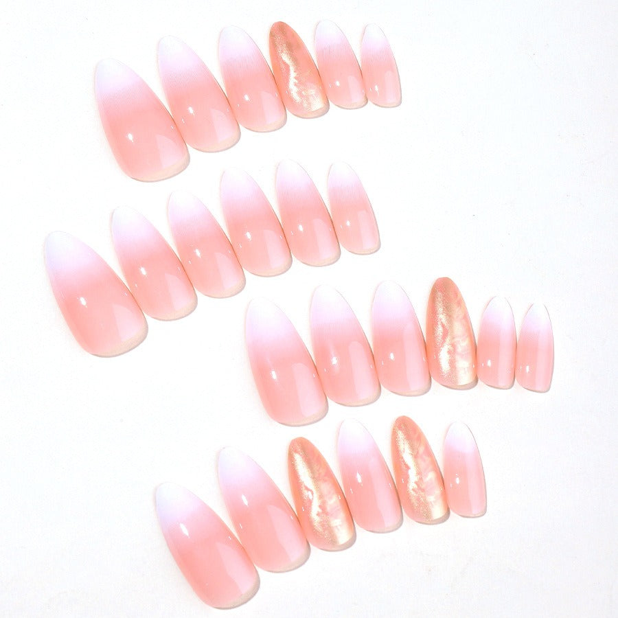 Nouveaux patchs à ongles portables à gradient pailleté, manucure en forme d'amande, faux ongles