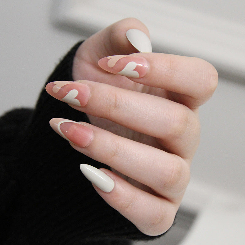 Ongles de manucure souples et doux pour fille, à paillettes françaises, faciles à porter