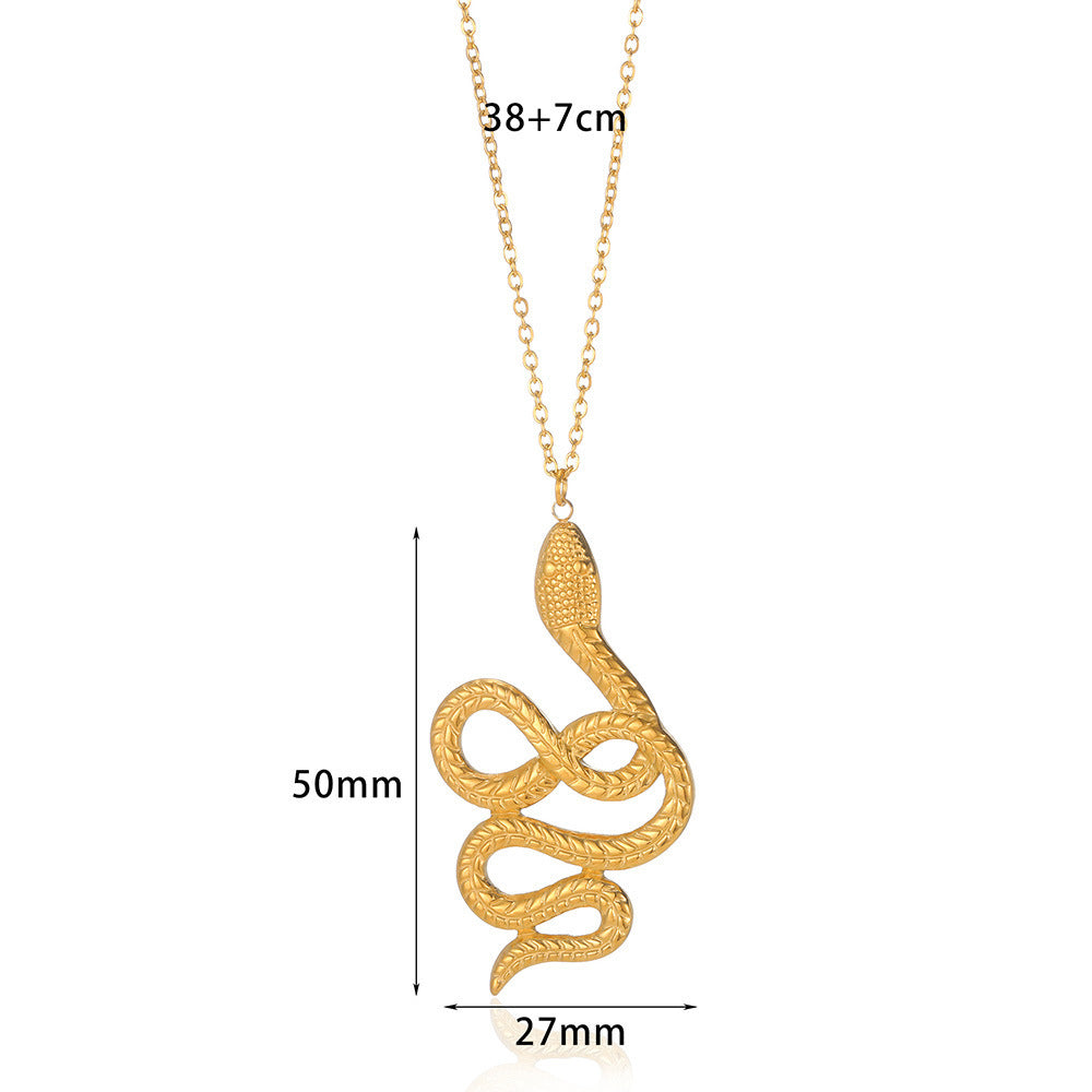 Pendentif Serpent Spirit Collier Femme Rétro Personnalisé Acier Inoxydable Plaqué Or