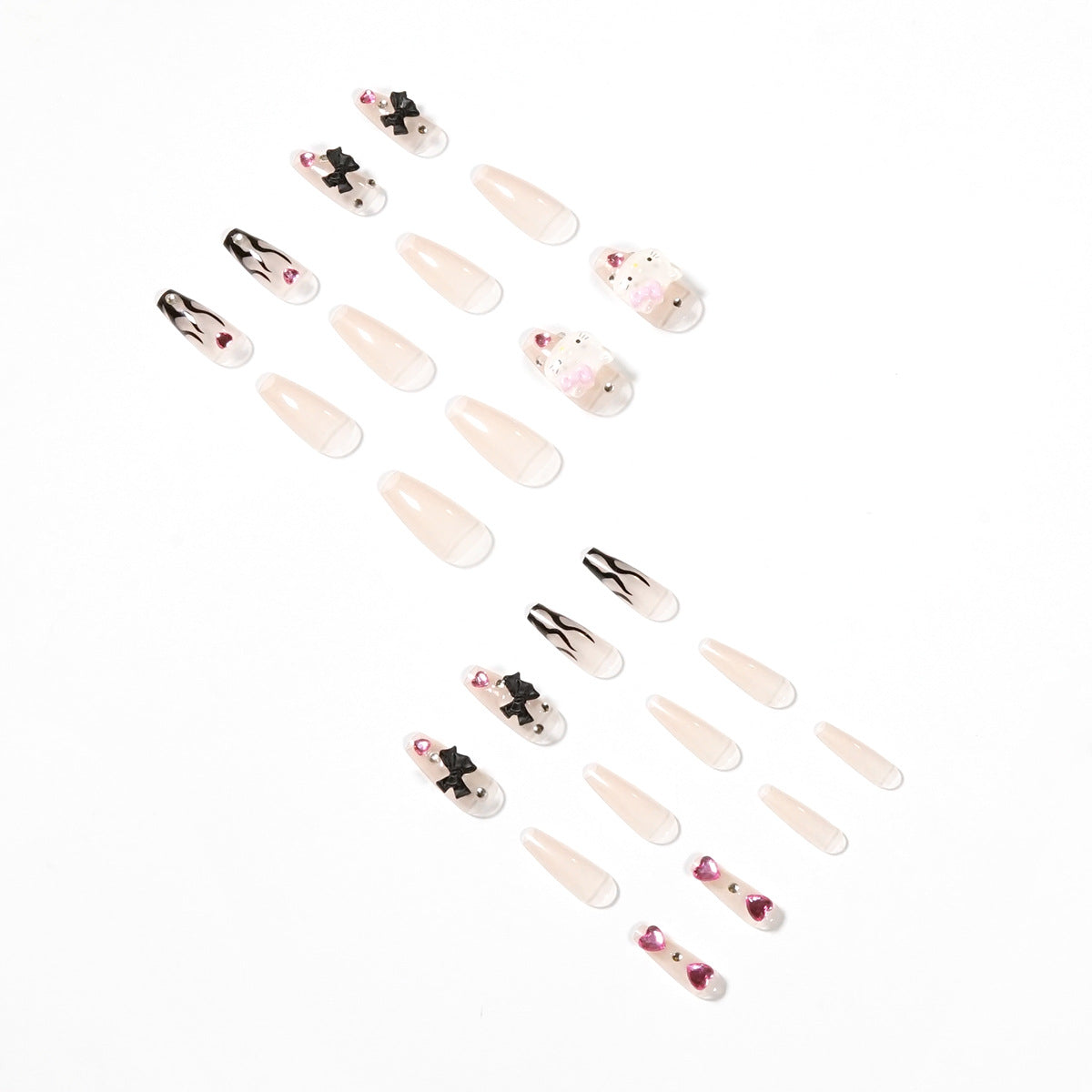 Fille flamme noire style Y2K portant des produits pour les ongles Patch d'ongles Patch d'ongles amovible Faux ongle