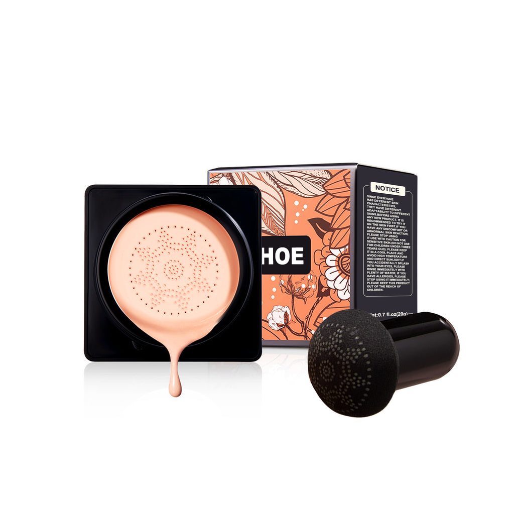 Poudre Éponge Magique, Teint Naturel Blanc Ivoire Pores Invisibles Avec Coussin d'Air Champignon Sur Base de Maquillage