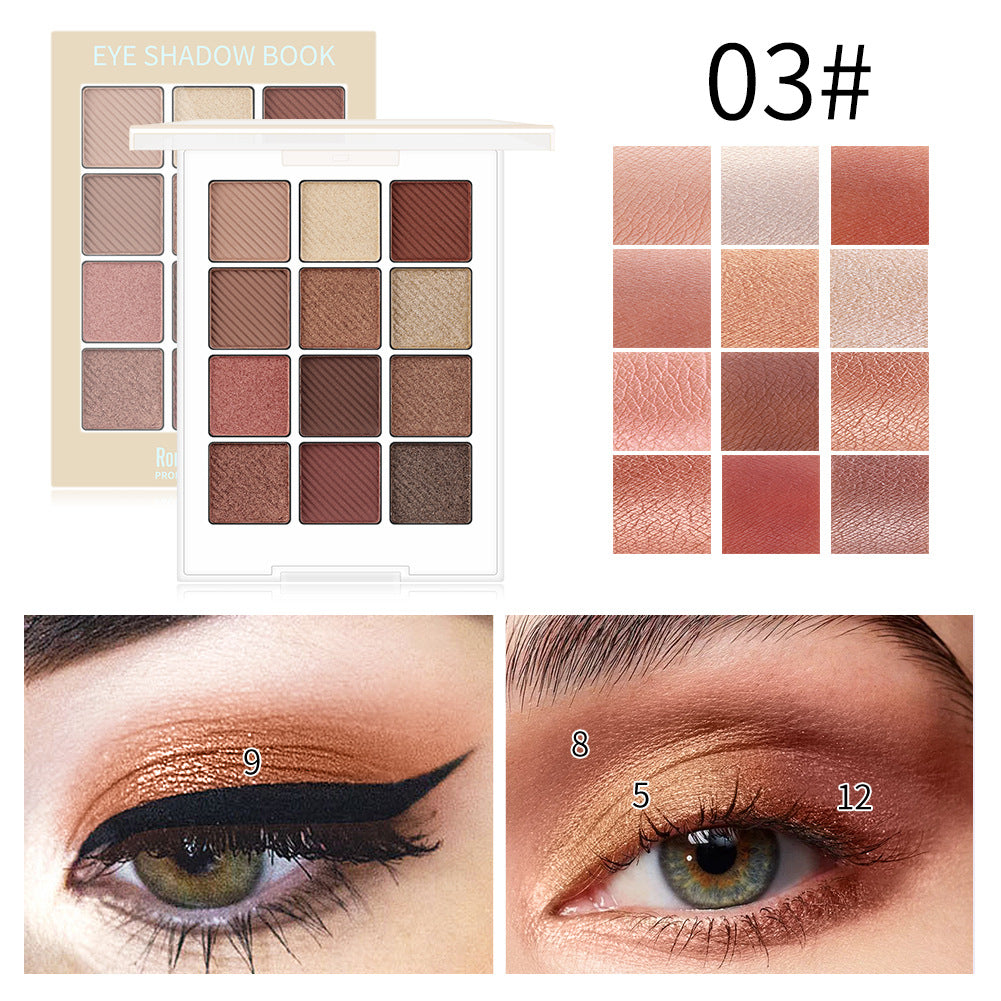 Maquillage Yeux Beauté Romantique Fard à Paupières Tendance Disque 12 Couleurs Fard à Paupières