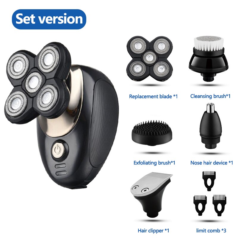 Kit de toilettage multifonctionnel Rasoir électrique étanche pour hommes Rasoir électrique rechargeable Machine à raser la tête chauve Tondeuse à barbe