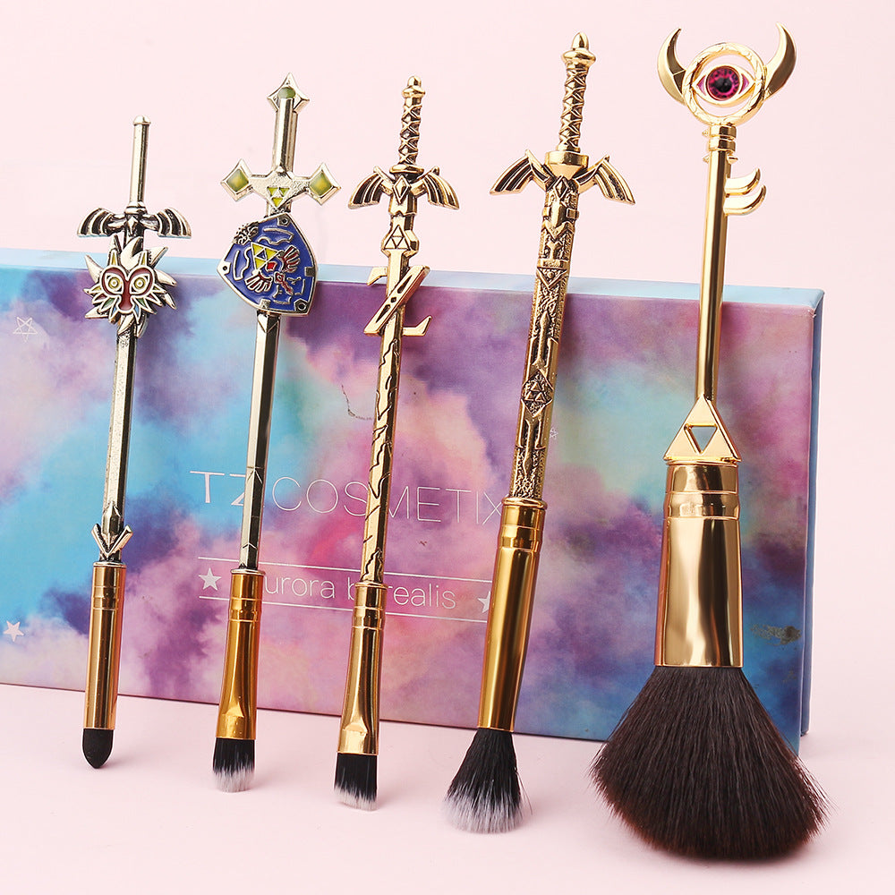 Le kit de pinceaux de maquillage The Legend Of Zelda Épée céleste Link Figurine Arme Pinceau à poudre libre Pinceau à lèvres