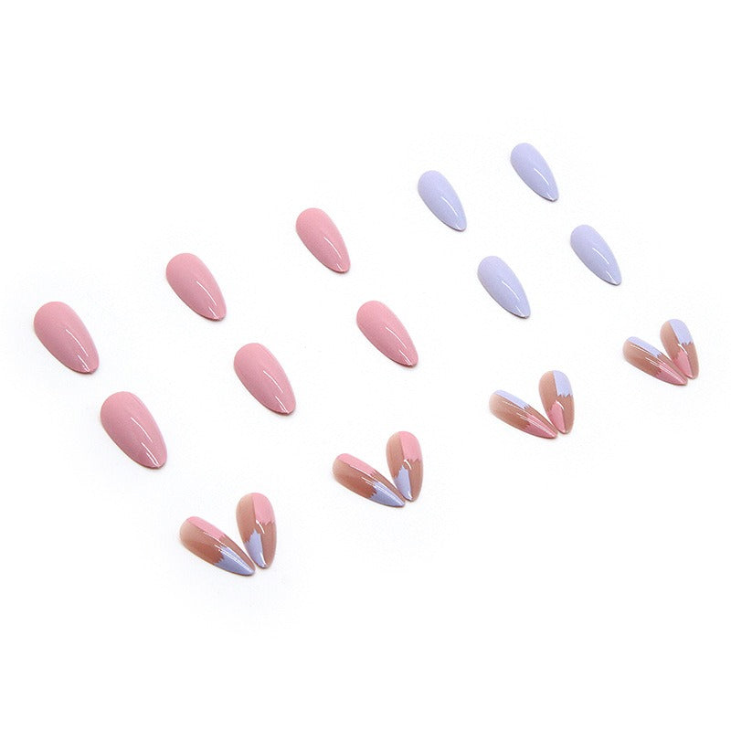 Patchs de manucure finis, ongles à porter, patchs de manucure en forme de goutte, combinaisons de couleurs contrastées