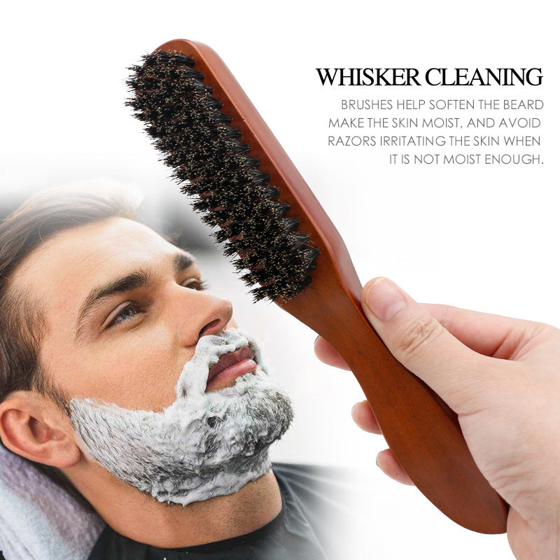 Brosse à barbe pour le coiffage et l'entretien, brosse de nettoyage pour salon de coiffure, brosse pour cheveux cassés, peigne à barbe en bois massif à poils, brosse à pommade