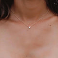 Nouveau Collier Pendentif Lettre en Acier Inoxydable Plaqué Or pour Clavicule