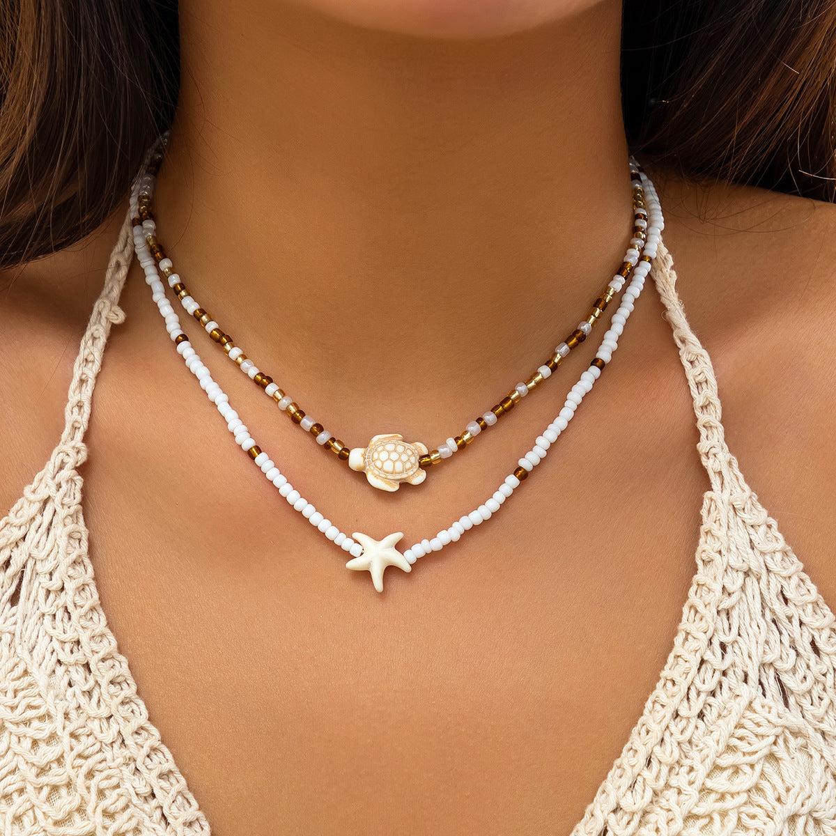 Mizhu Beach Océan Accessoires Tendance Polyvalent Collier Coquillage Étoile de Mer pour Femme