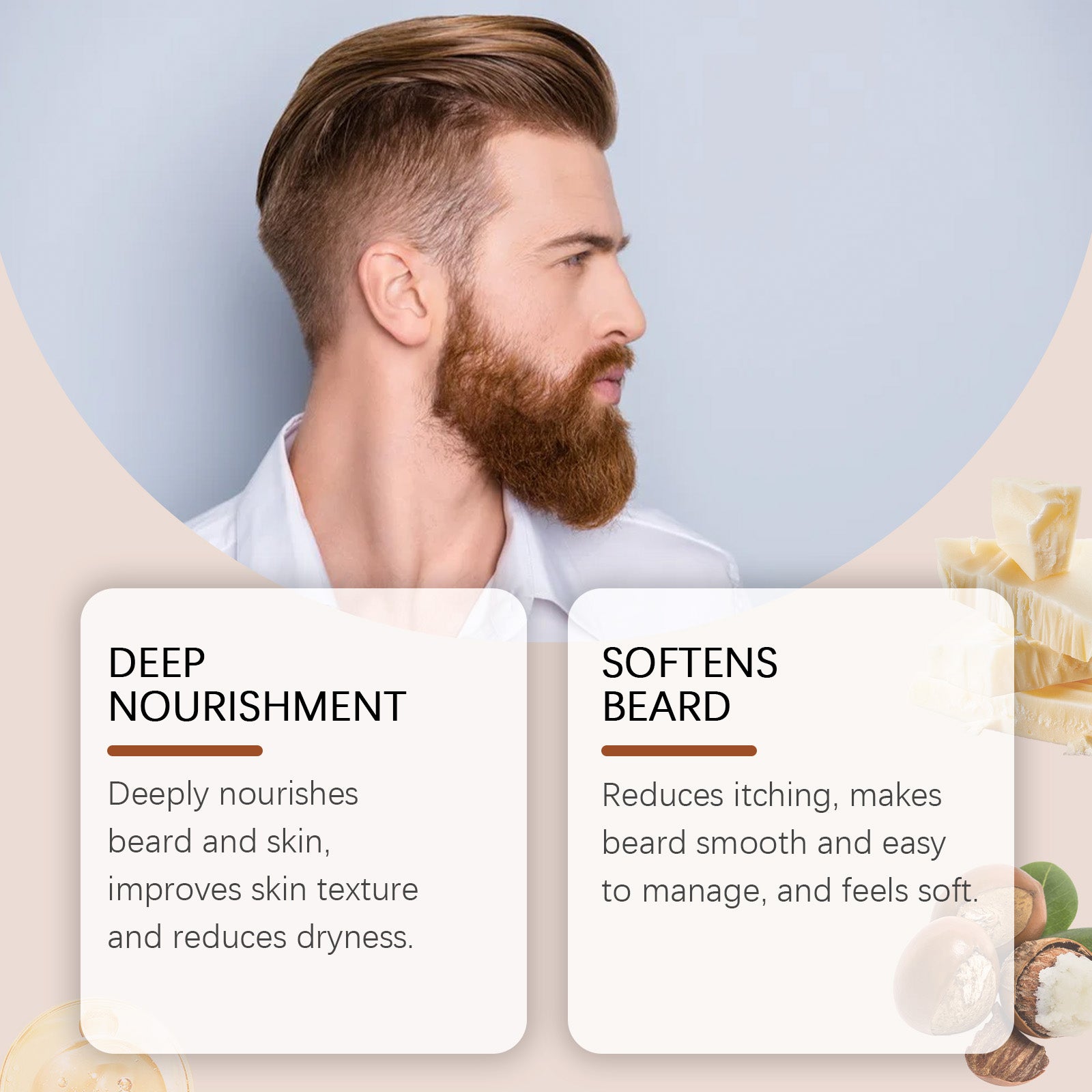 Crème de Soin Barbe Homme Bois de Santal Ingrédients Pour Le Soin de la Barbe Pour Hommes Avec Une Variété de Types de Peau