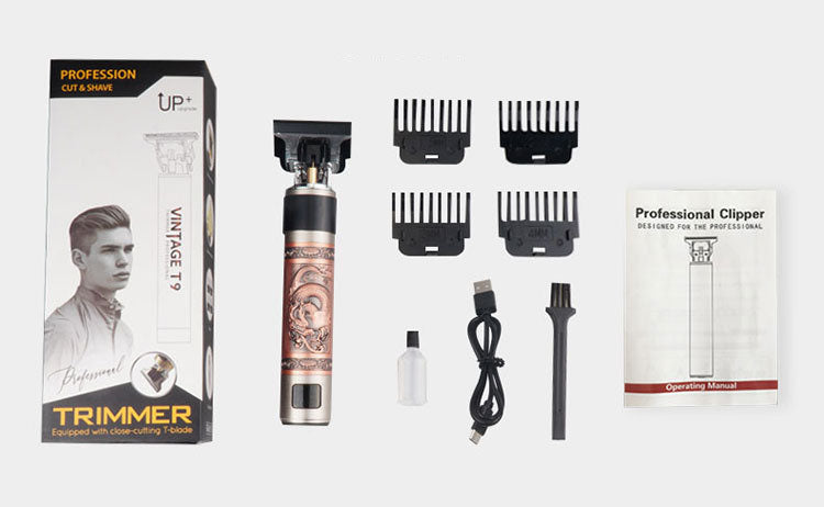 T9 Tondeuse à Cheveux Huile Tête Poussée Affichage Numérique Sculpture Crâne Petite Tondeuse à Cheveux Rognage Rasé Blanc USB Chargement Alliage de Zinc