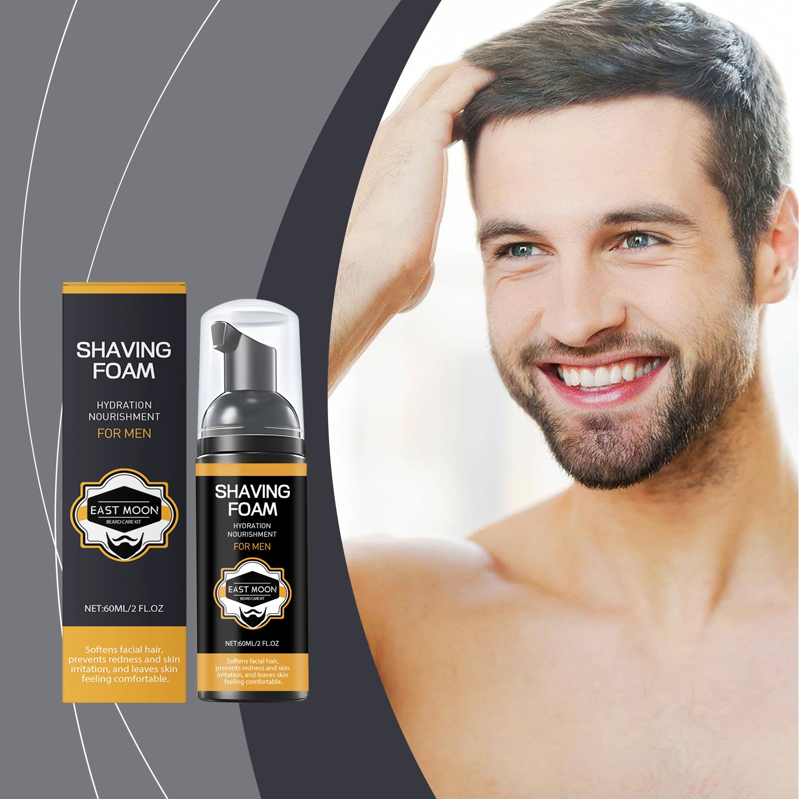 Série de soins de la barbe pour hommes Nettoyage doux Soin hydratant et hydratant des poils du visage