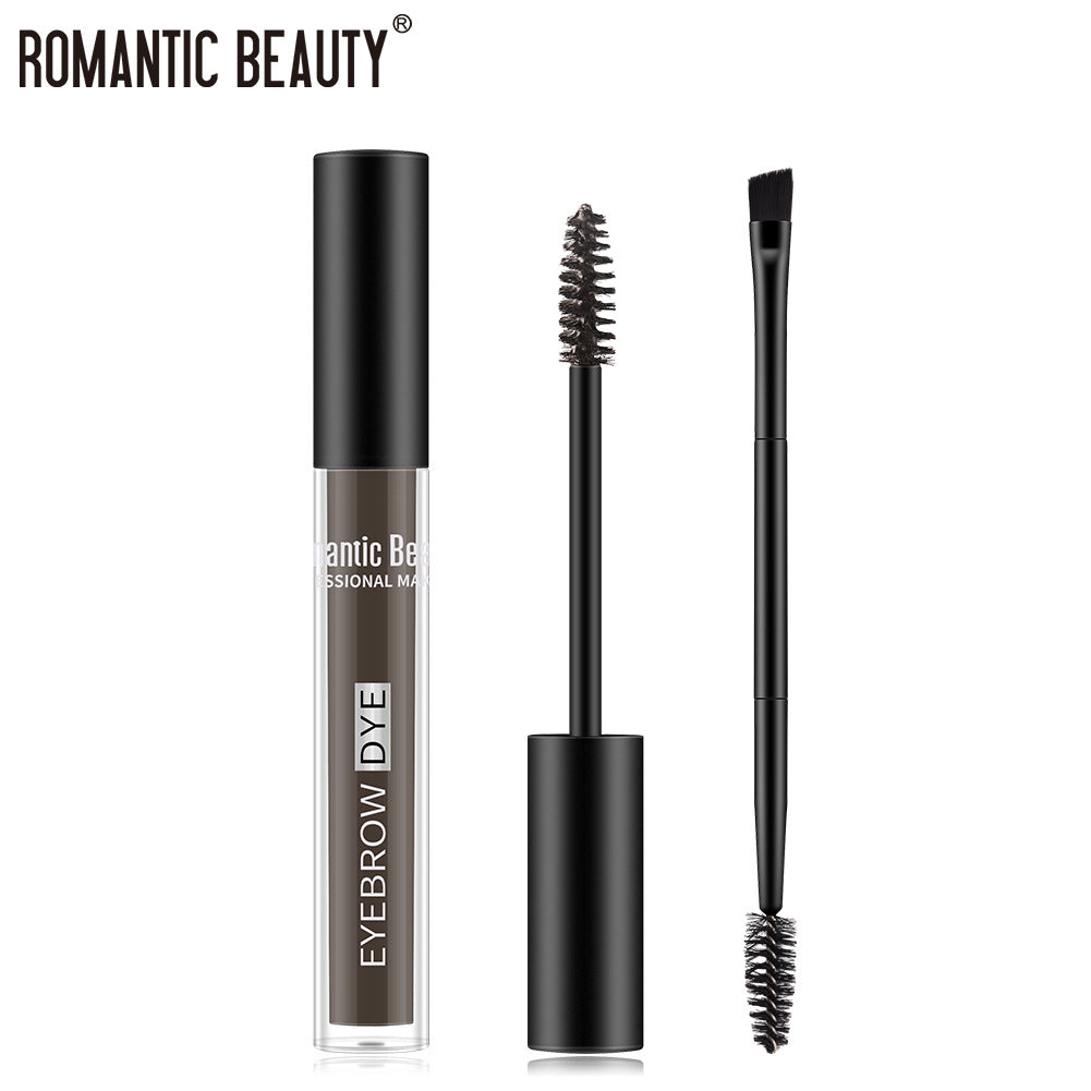 Pinceau à sourcils double-tête Romantic Beauty pour un coiffage longue durée Teinture à sourcils imperméable et résistante à la transpiration