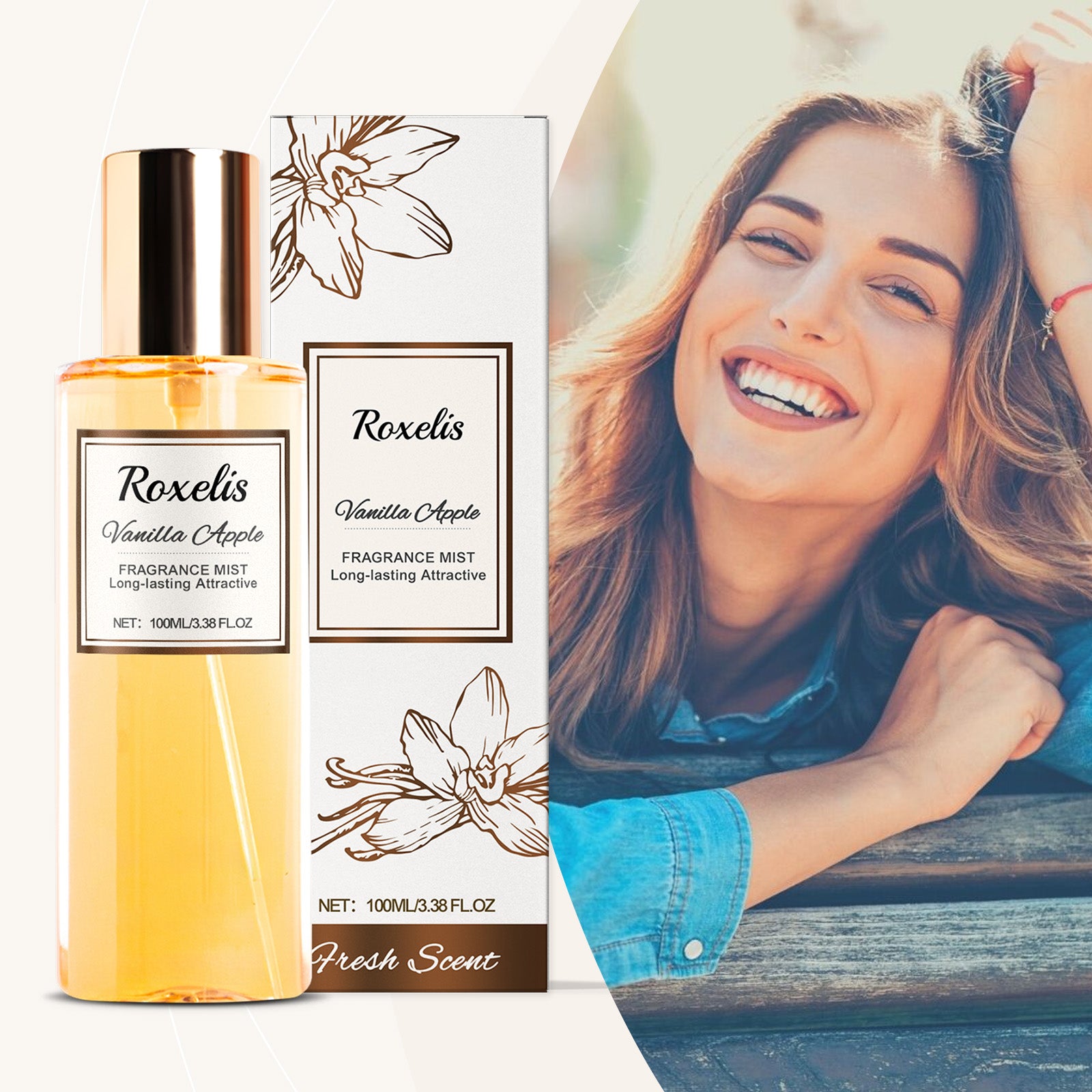Roxelis Vanille Pomme Parfum Corps Romantique Niche Parfum Frais Corps Reste Parfum Léger Parfum Vaporisateur Corporel