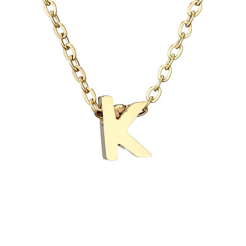 Nouveau Collier Pendentif Lettre en Acier Inoxydable Plaqué Or pour Clavicule
