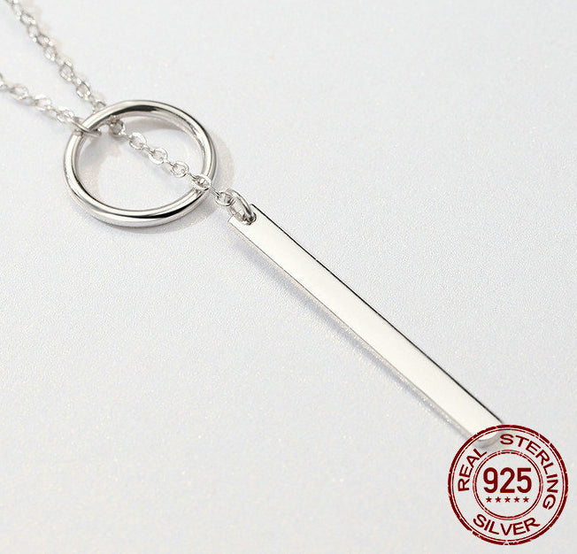 Collier Simple Rond et Barre en Argent Sterling S925