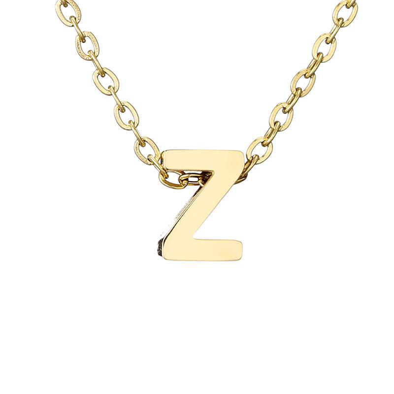 Nouveau Collier Pendentif Lettre en Acier Inoxydable Plaqué Or pour Clavicule