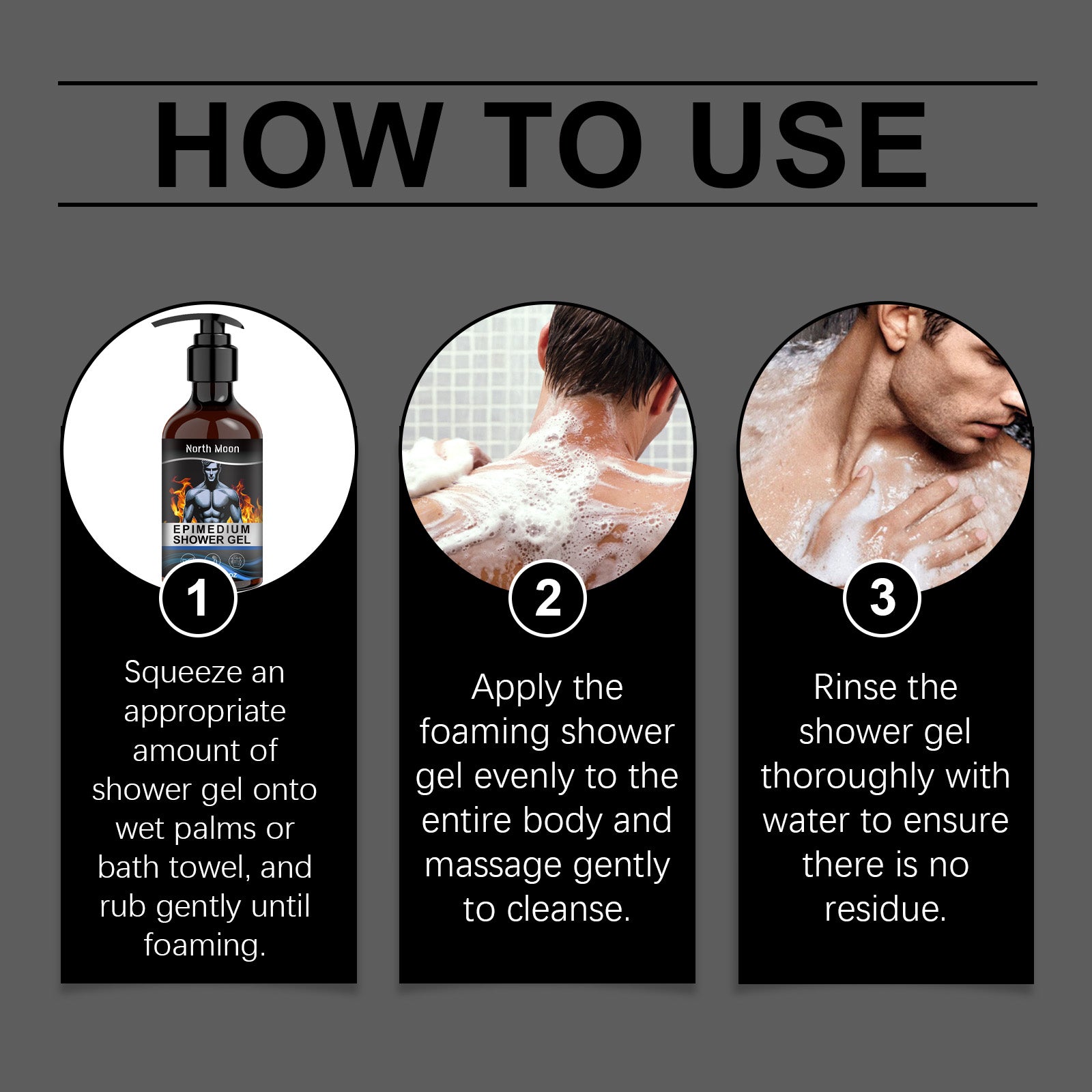 Gel douche soin corporel homme North Moon Hydrate et rafraîchit corps et peau Traitement de massage