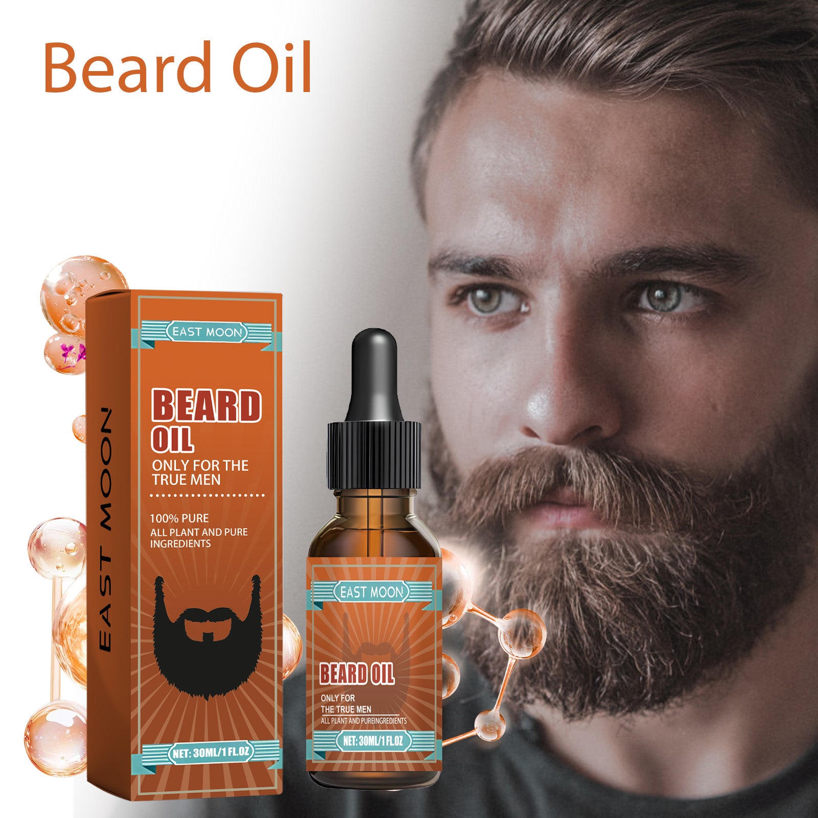 Huile à Barbe, Soin Homme Brillance Lissage Soin des Racines Hydratant Essence Huile