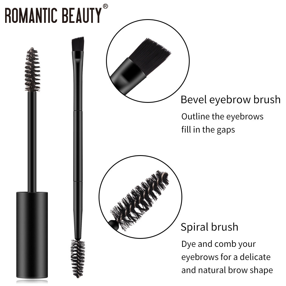Pinceau à sourcils double-tête Romantic Beauty pour un coiffage longue durée Teinture à sourcils imperméable et résistante à la transpiration