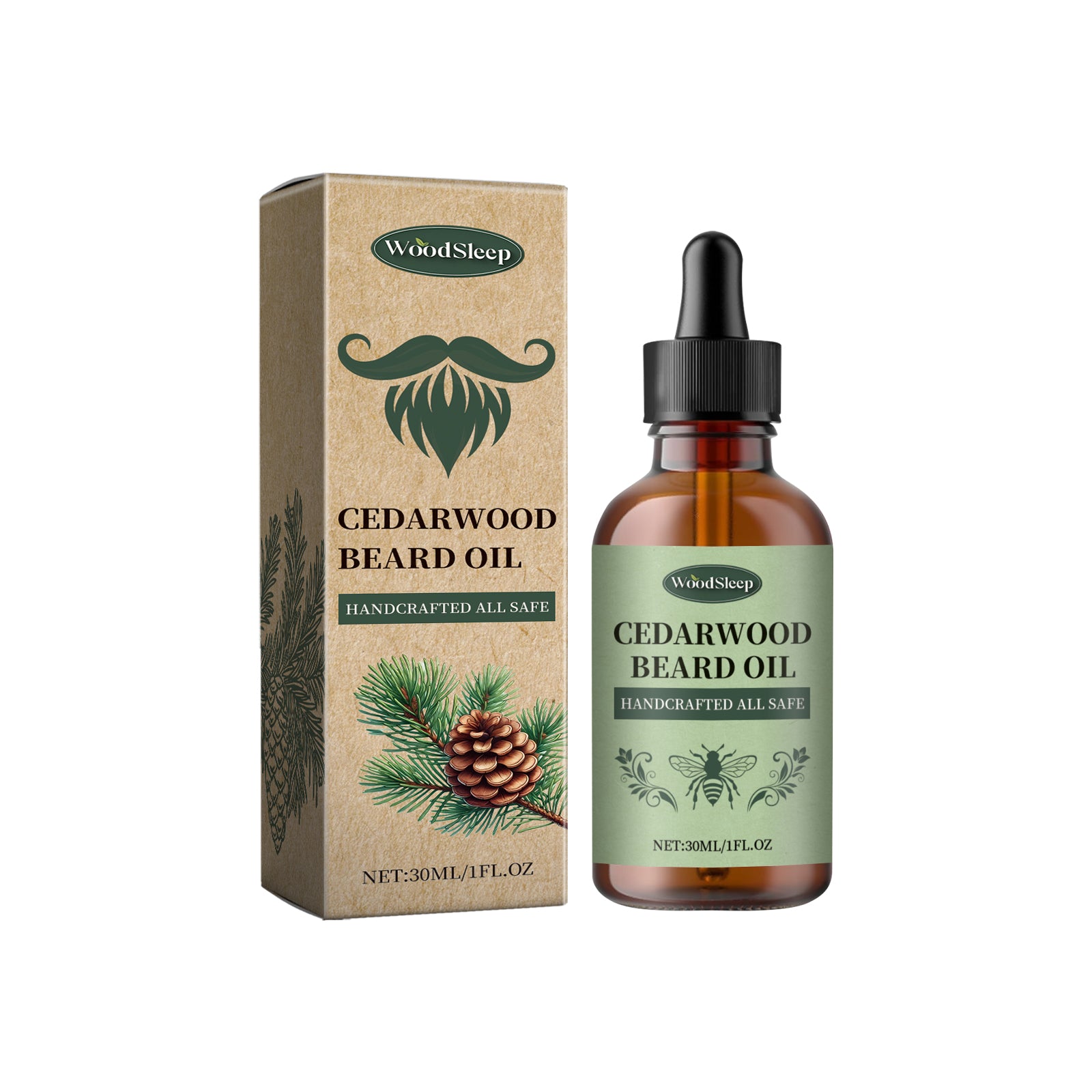 WoodSleep Huile Essentielle Soin Barbe Homme Nourrit, Fait Briller Et Adoucit La Barbe, Huile Essentielle De Soin Lissant