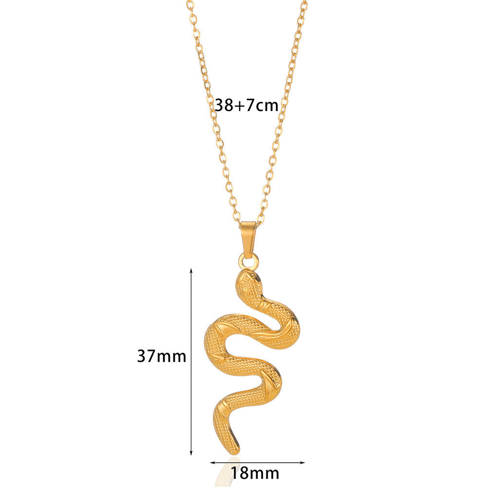 Pendentif Serpent Spirit Collier Femme Rétro Personnalisé Acier Inoxydable Plaqué Or