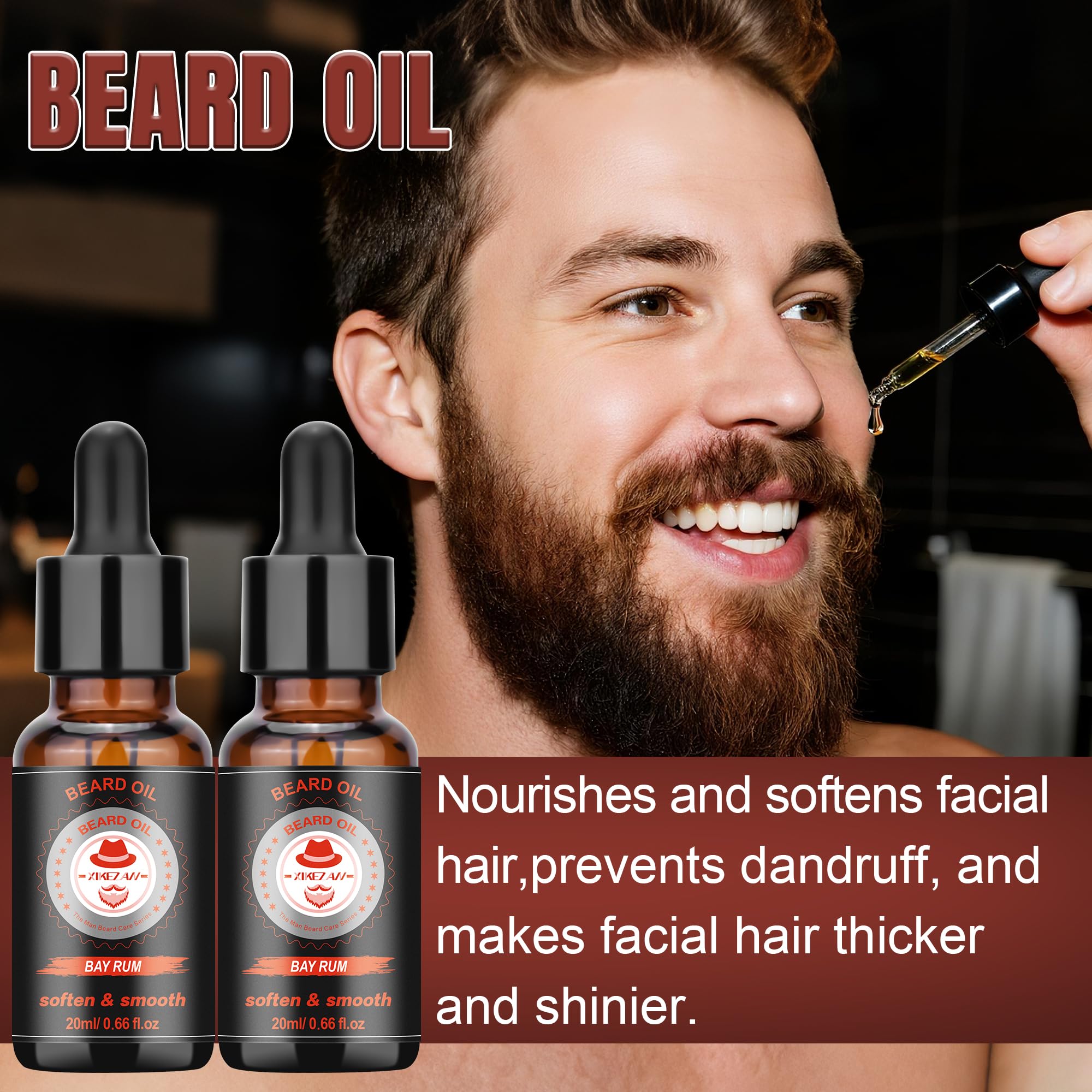 XIKEZAN Kit de toilettage et d'entretien pour barbe avec revitalisant, shampoing, huile, baume, brosse, peigne, cadeaux d'anniversaire pour la fête des pères, la Saint-Valentin pour homme, papa, mari, petit ami