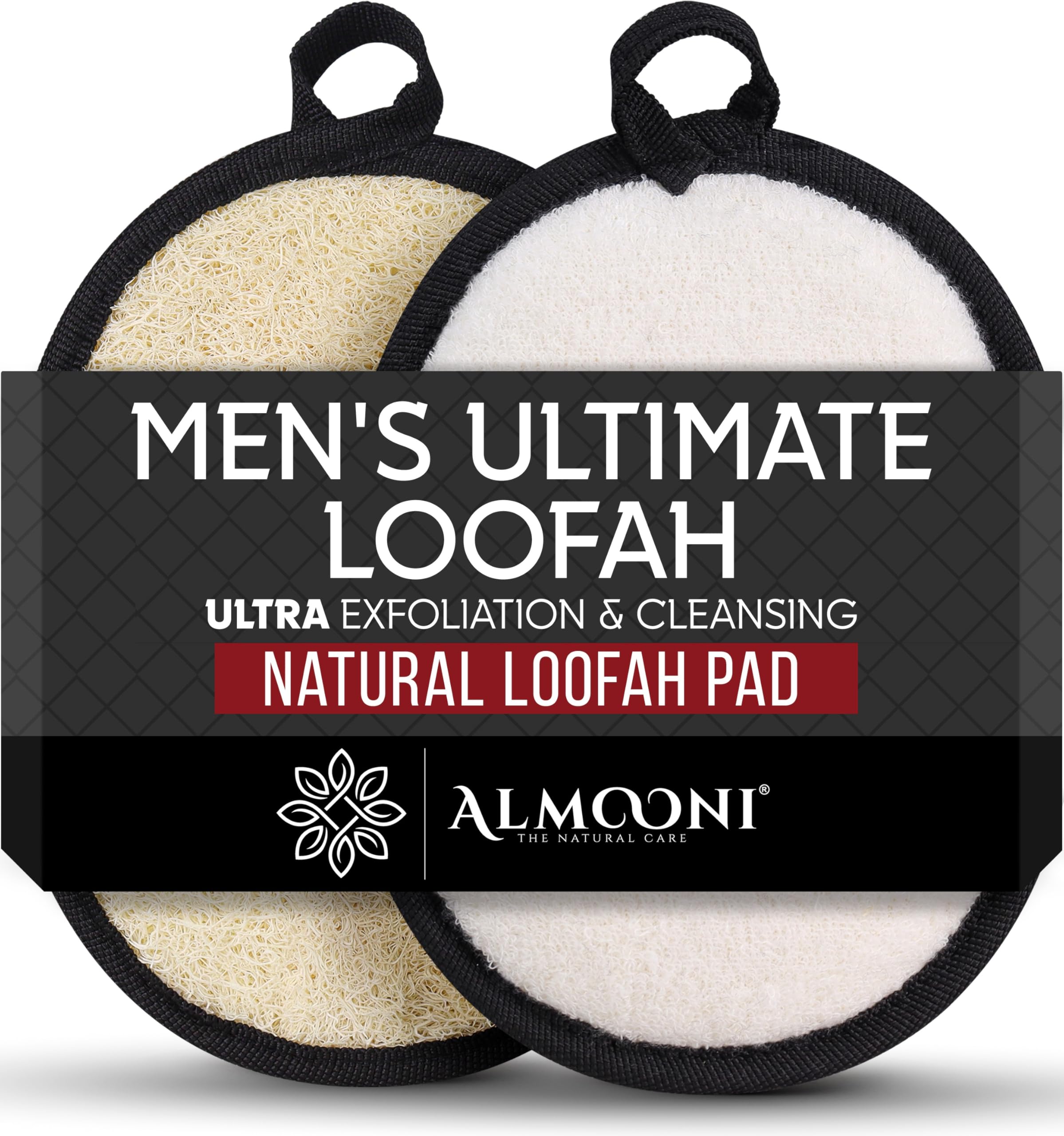 Luffa Naturelle Robuste pour Hommes, L'éponge de Douche Ultime pour Hommes Fabriquée à partir de Luffa Égyptien Naturel, Éponge de Douche pour Hommes - 2 Pièces (1 Paquet)