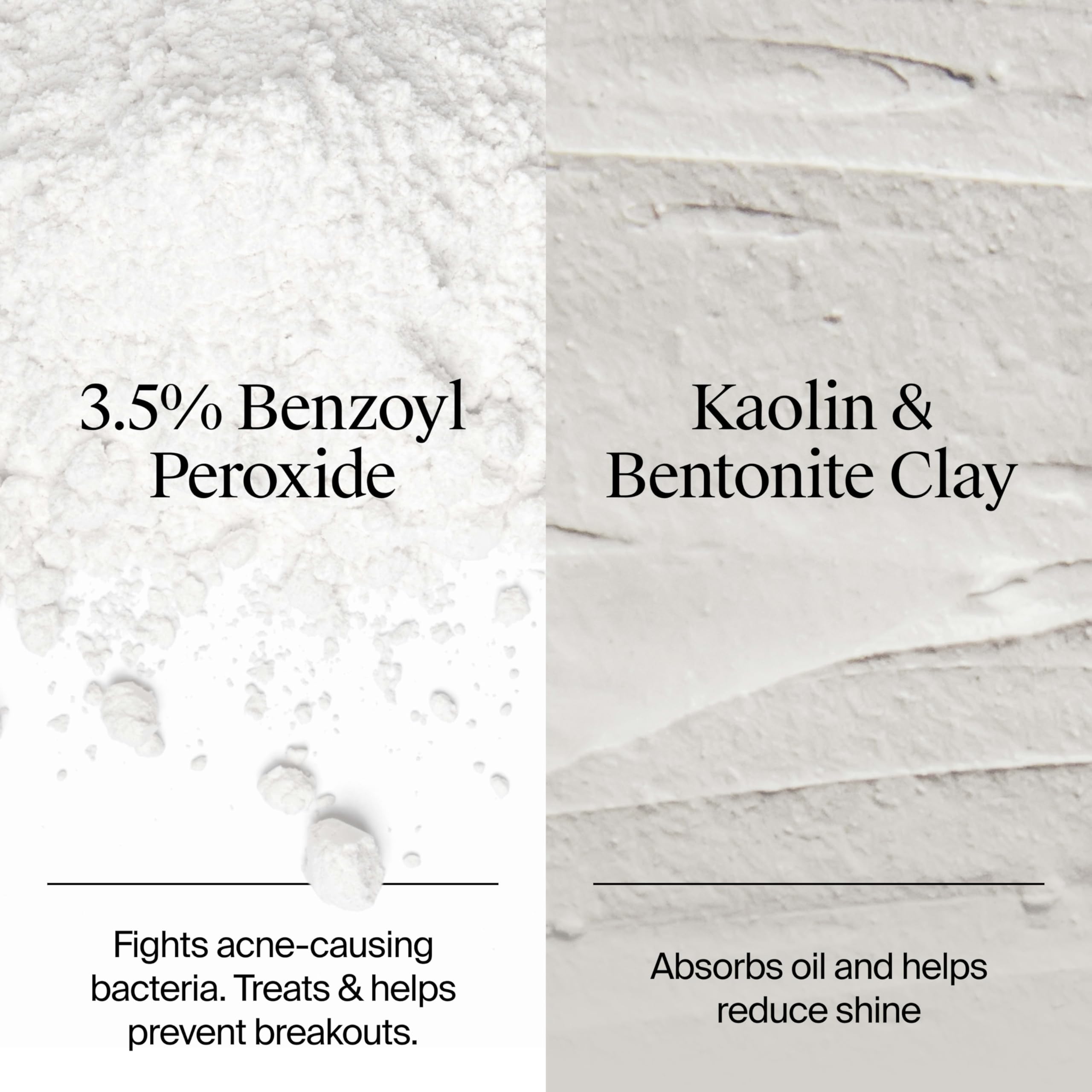 Masque Nettoyant Visage Anti-Acné Neutrogena Evenly Clear avec Peroxyde de Benzoyle à 3,5 % Traite les Éruptions Cutanées et Argile de Bentonite, Masque Purifiant à l'Argile Absorbe l'Huile pour Améliorer Visiblement l'Apparence de la Peau, 125 ml