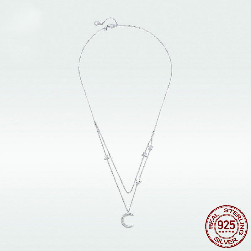 Collier plaqué argent pur S925 Starlight Moon