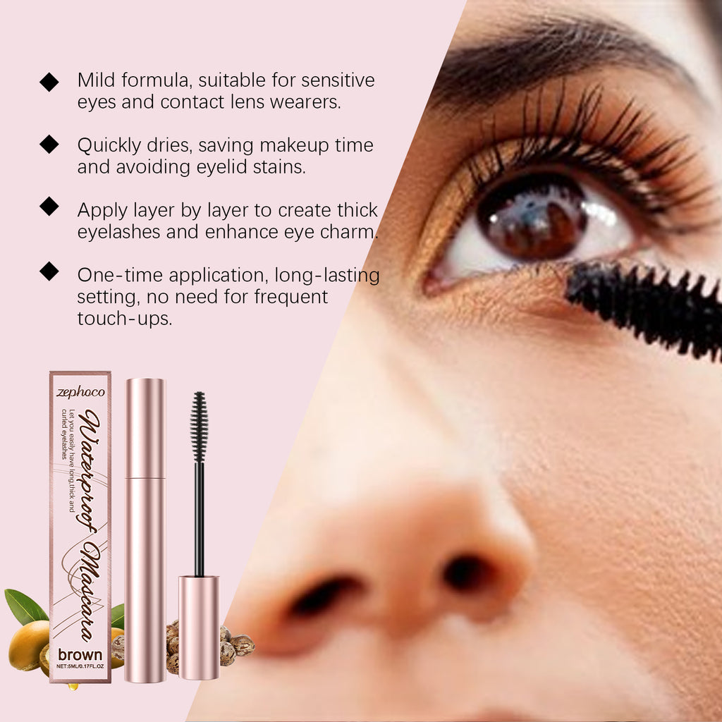 Mascara recourbant marron Zephoco, Mascara hydratant quotidien pour des yeux naturellement beaux et une tenue longue durée