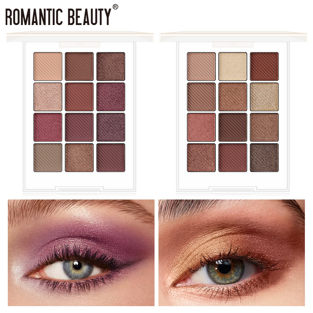 Maquillage Yeux Beauté Romantique Fard à Paupières Tendance Disque 12 Couleurs Fard à Paupières