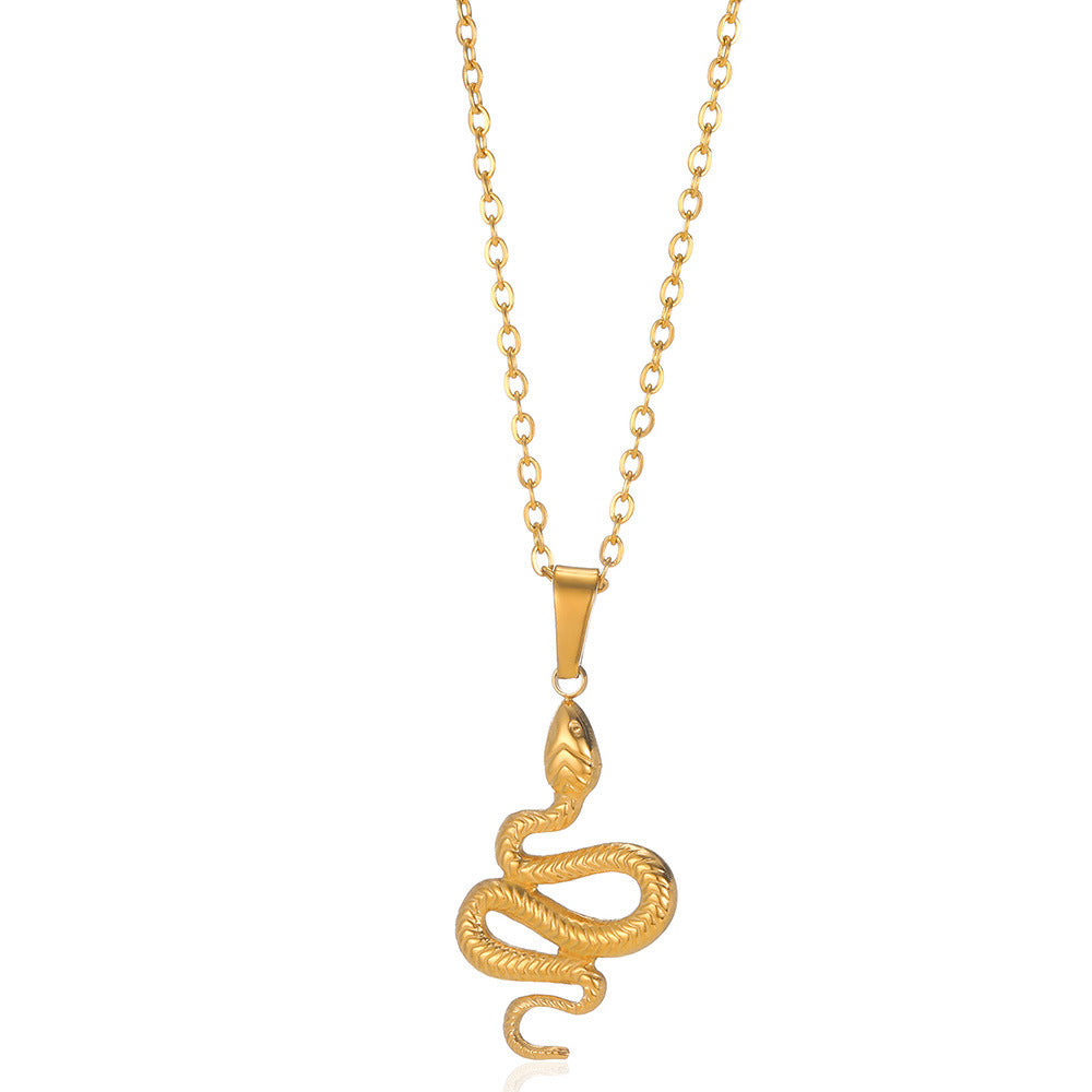 Pendentif Serpent Spirit Collier Femme Rétro Personnalisé Acier Inoxydable Plaqué Or