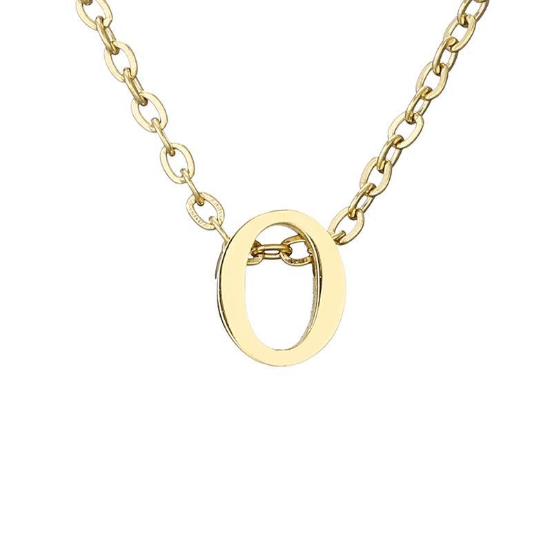 Nouveau Collier Pendentif Lettre en Acier Inoxydable Plaqué Or pour Clavicule
