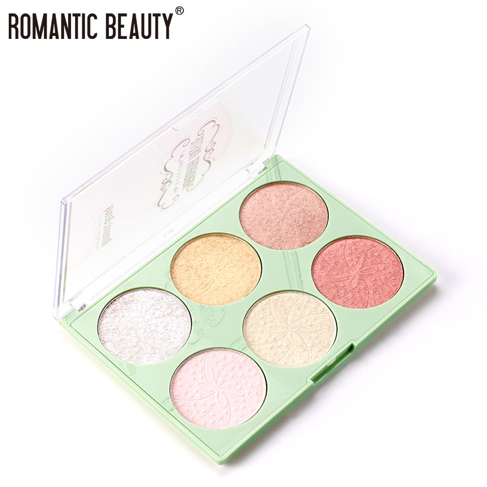 Romantic Beauty Palette Réparatrice 6 Couleurs Illuminateur Perlé Maquillage Visage Réparation Pailleté