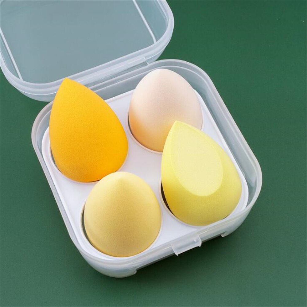 Lot de 4 éponges de maquillage avec boîte de rangement pour fond de teint et poudre, outils de beauté