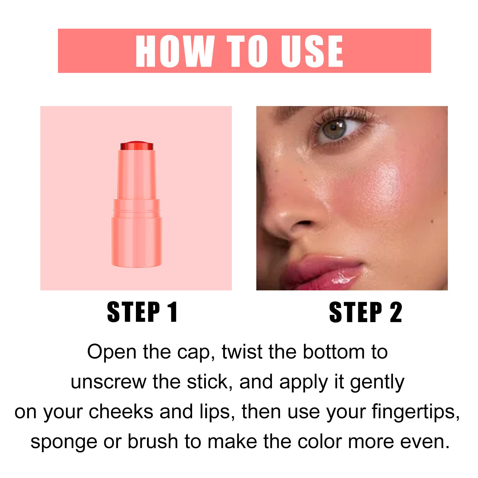 Rouge à lèvres blush, bâtonnet de gloss à lèvres blush longue durée, facile à colorer, nude clair naturel