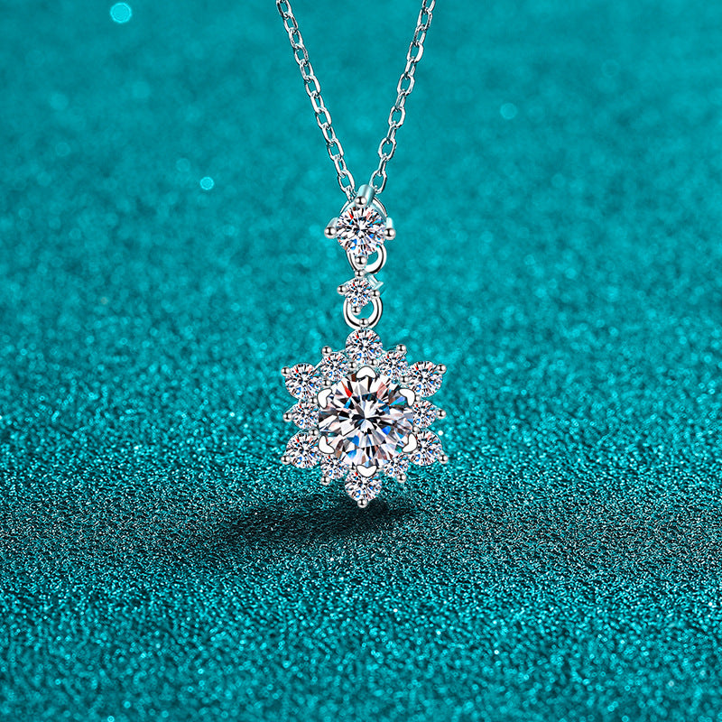 Collier en argent sterling 925 avec moissanite zircon 1 carat