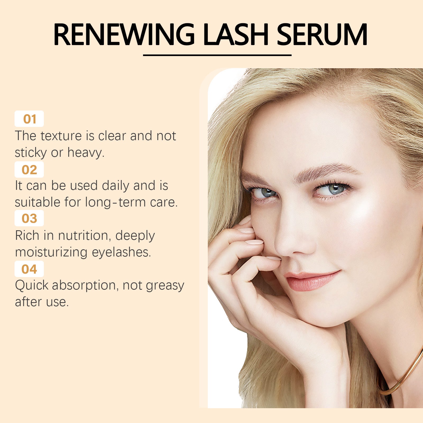 Sérum Rénovateur Cils OUHOE, Cils Naturels Doux, Hydratants, Recourbés et Effilés