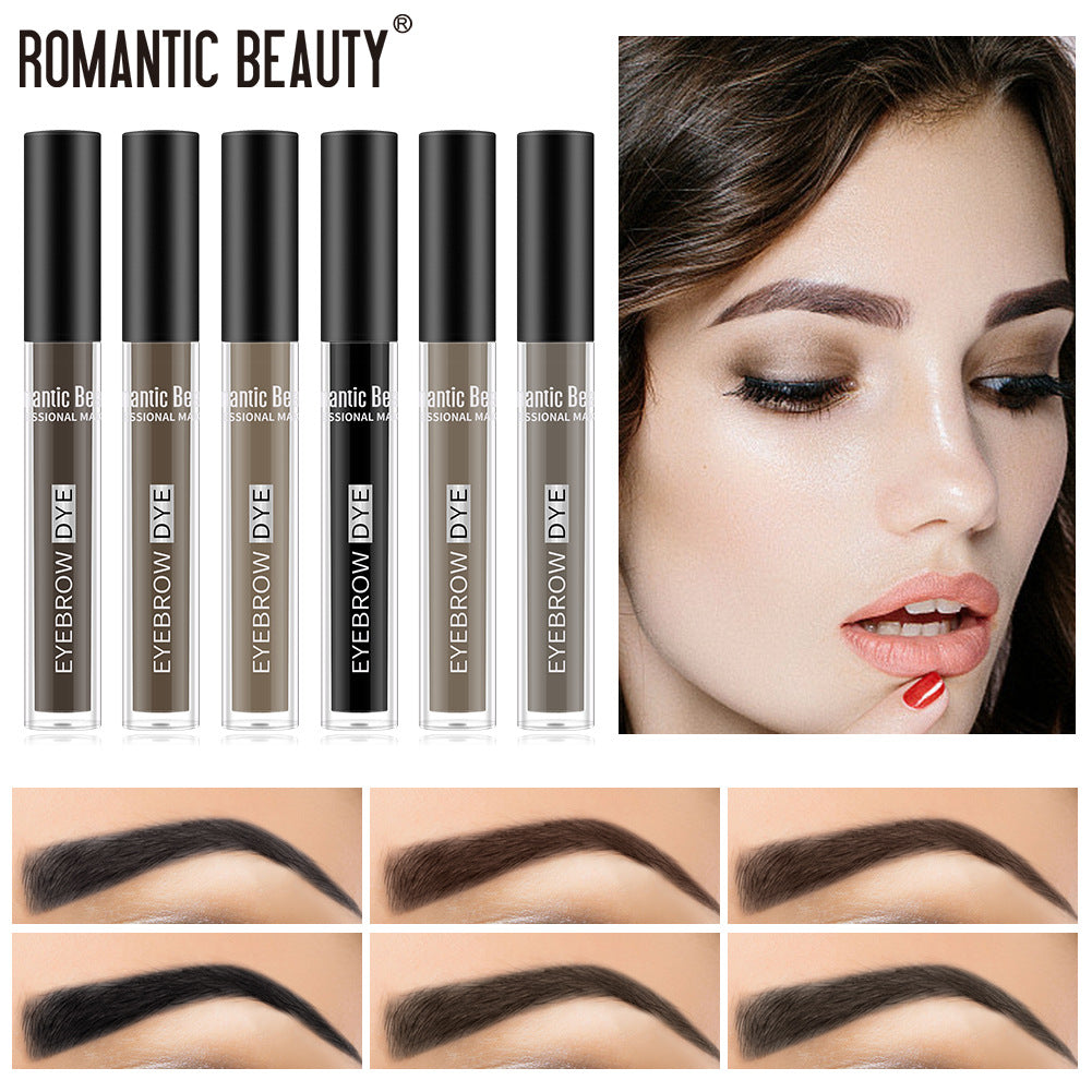 Pinceau à sourcils double-tête Romantic Beauty pour un coiffage longue durée Teinture à sourcils imperméable et résistante à la transpiration