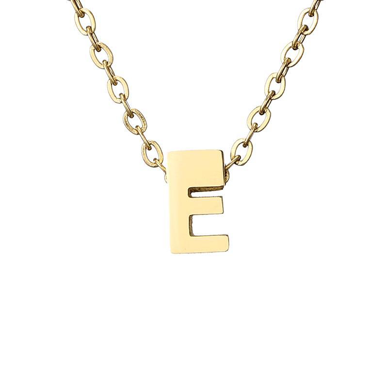 Nouveau Collier Pendentif Lettre en Acier Inoxydable Plaqué Or pour Clavicule
