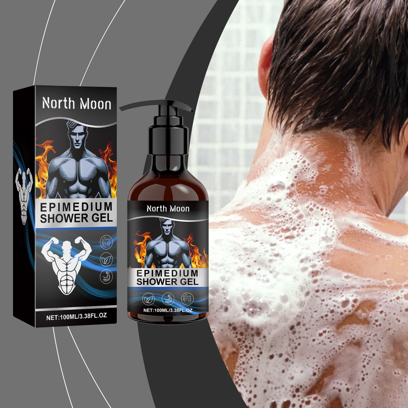 Gel douche soin corporel homme North Moon Hydrate et rafraîchit corps et peau Traitement de massage
