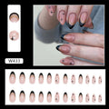 Ongles en amande noirs doux et tendance avec poudre dorée française, faux ongles européens et américains amovibles